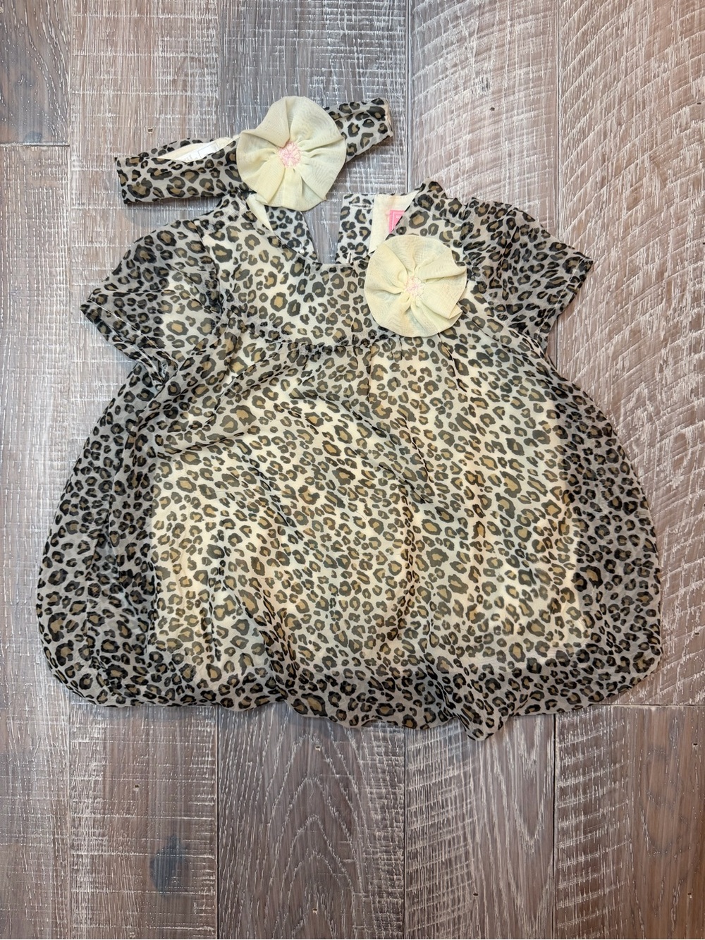 Place Leopard-Print Infant Dress with Pink Label